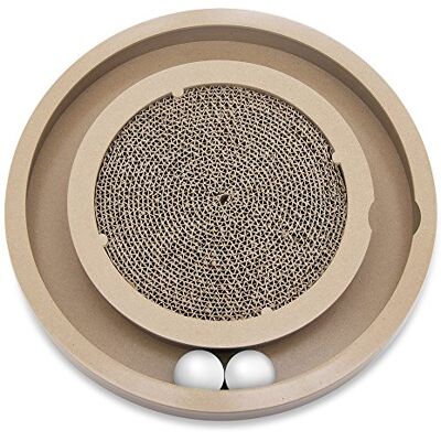 Best Pet Supplies Skrapa och snurra kattklösdyna leksaker med interaktiva snurrande bollar för aktivt spel, naturlig återvunnen korrugerad kartong, stöder husdjursbeteenden, lindrar stress Best Pet Supplies Skrapa och snurra kattklösdyna leksaker med interaktiva snurrande bollar för aktivt spel, naturlig återvunnen korrugerad kartong, stöder husdjursbeteenden, lindrar stress