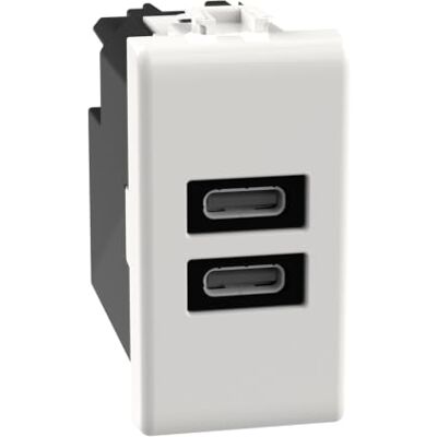 Bticino Matix20W USB C+C laddare, 1 modul, vit, AM4192CC Bticino Matix20W USB C+C laddare, 1 modul, vit, AM4192CC