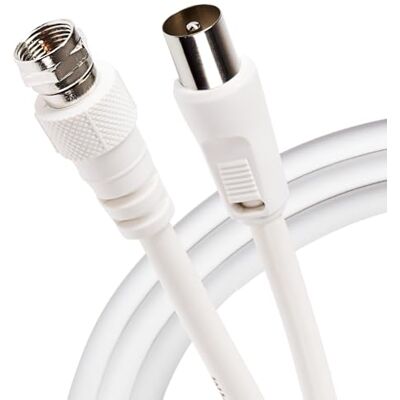 Maplin Vit koaxialkabel - 5m, F till RF, TV-satellit Maplin Vit koaxialkabel - 5m, F till RF, TV-satellit