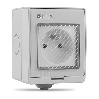 Konyks Pluviose FR WiFi-utomhusuttag, IP55-vattentät, Smartlife och Tuya-kompatibel, Amazon Alexa och Google Home Konyks Pluviose FR WiFi-utomhusuttag, IP55-vattentät, Smartlife och Tuya-kompatibel, Amazon Alexa och Google Home