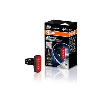 OSRAM LEDS BIKE COMPACT REAR, intelligent bromsljus, uppladdningsbar, två ljuslägen, StVZO-godkänd OSRAM LEDS BIKE COMPACT REAR, intelligent bromsljus, uppladdningsbar, två ljuslägen, StVZO-godkänd