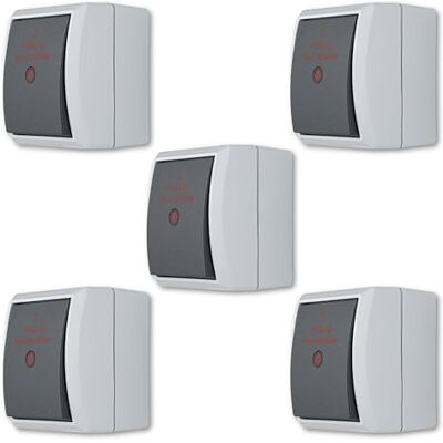 REV AquaForm Sparset 5 x värmebrytare, våtrum, IP44, tvåpolig, ytmonterad, grå REV AquaForm Sparset 5 x värmebrytare, våtrum, IP44, tvåpolig, ytmonterad, grå