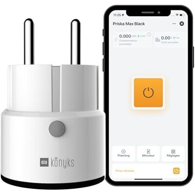 Konyks Priska Max Smart Mini Plug, Wi-Fi+BT 16A FR, avancerad konsumtionsspårning, scheman och scenarier, Alexa röststyrning, Google Home, Tuya och Smartlife-kompatibel, Konyks Priska Max Smart Mini Plug, Wi-Fi+BT 16A FR, avancerad konsumtionsspårning, scheman och scenarier, Alexa röststyrning, Google Home, Tuya och Smartlife-kompatibel,