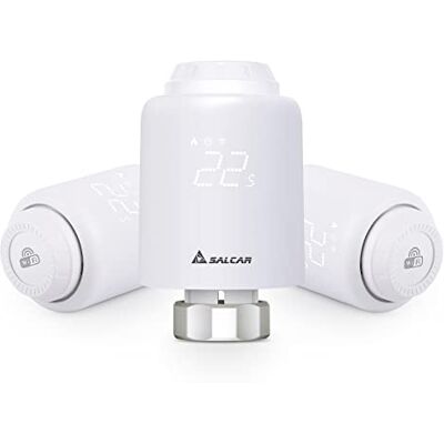 SALCAR TRV603 Radiatortermostat set om 3 delar WLAN, termostat, uppvärmning, kompatibel med Amazon Alexa och Google Assistant, programmerbar, Tuya-värmetermostat, ingen gateway krävs SALCAR TRV603 Radiatortermostat set om 3 delar WLAN, termostat, uppvärmning, kompatibel med Amazon Alexa och Google Assistant, programmerbar, Tuya-värmetermostat, ingen gateway krävs