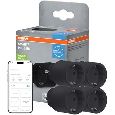 OSRAM SMART+ Wifi-kontakt EU-uttag 10A 2300W IP20 svart SMART+ MATTER Plug, Plugs, Svart, 48 mm dia, 1-Pack OSRAM SMART+ Wifi-kontakt EU-uttag 10A 2300W IP20 svart SMART+ MATTER Plug, Plugs, Svart, 48 mm dia, 1-Pack