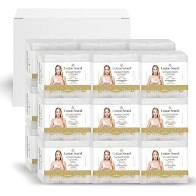 Cotton Sound GOLD Cotoned pinnar 18 förpackningar x 300 stycken, Öppna och stängda, Biologiskt nedbrytbart papper, 100% ren bomullshydrofil Ideal Känslig hud, Tillverkad i Italien Cotton Sound GOLD Cotoned pinnar 18 förpackningar x 300 stycken, Öppna och stängda, Biologiskt nedbrytbart papper, 100% ren bomullshydrofil Ideal Känslig hud, Tillverkad i Italien