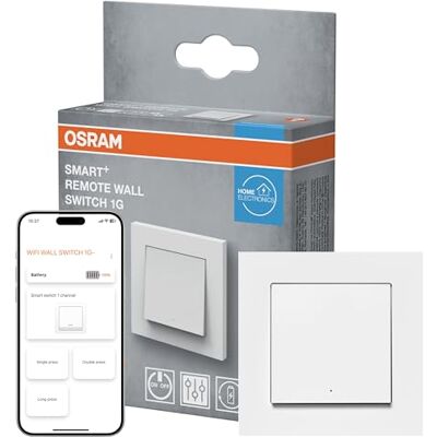 OSRAM SMART+ WIFI REMOTE WALL SWITCH 1 Button SMART + WIFI Remote Wall Switch, Plugs, vit, 1-pack OSRAM SMART+ WIFI REMOTE WALL SWITCH 1 Button SMART + WIFI Remote Wall Switch, Plugs, vit, 1-pack