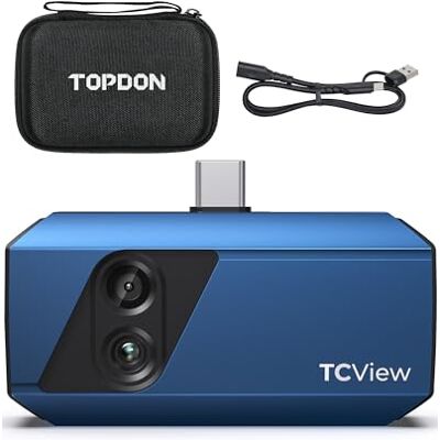 TOPDON TC001 Plus värmekamera för Android, 256 x 192 IR hög upplösning med visuell kamera, temperaturområde -20 till 550 °C, 25 Hz, termobilkamera med dubbel lins för smartphones, surfplatta och PC TOPDON TC001 Plus värmekamera för Android, 256 x 192 IR hög upplösning med visuell kamera, temperaturområde -20 till 550 °C, 25 Hz, termobilkamera med dubbel lins för smartphones, surfplatta och PC