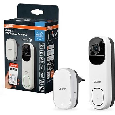 OSRAM SMART+ Wi-Fi 3MP 2K IP66-batteri, vit dörrklocka SMART+ WIFI utomhuskamera Doorbell, utomhus belysningstillbehör, vit, förpackning med 1 st OSRAM SMART+ Wi-Fi 3MP 2K IP66-batteri, vit dörrklocka SMART+ WIFI utomhuskamera Doorbell, utomhus belysningstillbehör, vit, förpackning med 1 st
