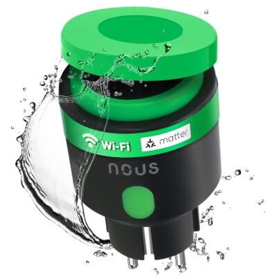 NOUS A6M Matter smart utomhusuttag med energiförbrukningsmätning, WLAN utomhusuttag IP44, 16A, 3840 W, kompatibel med Apple Home, Alexa, Google Home & SmartThings NOUS A6M Matter smart utomhusuttag med energiförbrukningsmätning, WLAN utomhusuttag IP44, 16A, 3840 W, kompatibel med Apple Home, Alexa, Google Home & SmartThings