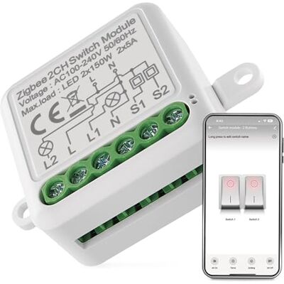 EMOS GoSmart strömbrytare modul/Zigbee Smart Switch med app, infälld reläbrytare för fjärrkontroll, röststyrning av belysning med Alexa & Google Home, för dubbel brytare EMOS GoSmart strömbrytare modul/Zigbee Smart Switch med app, infälld reläbrytare för fjärrkontroll, röststyrning av belysning med Alexa & Google Home, för dubbel brytare