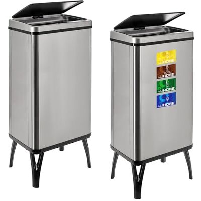 WELL HOME MOBILIARIO & DECORACIÓN 2 smarta papperskorgar på 50 L c/u, Höjd: 83,5 (x 35,5 x 26), grå med magnetiska etiketter WELL HOME MOBILIARIO & DECORACIÓN 2 smarta papperskorgar på 50 L c/u, Höjd: 83,5 (x 35,5 x 26), grå med magnetiska etiketter