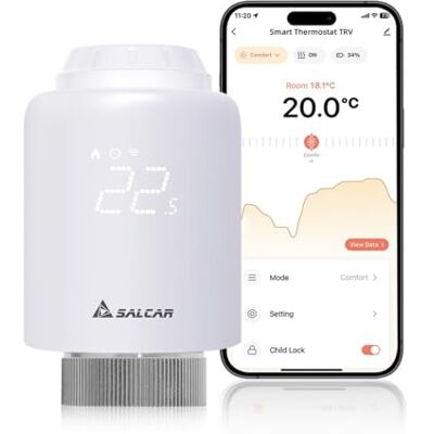 SALCAR Termostat Uppvärmning WiFi Direktanslutning Termostat Kompatibel med Amazon Alexa och Google Assistant Tuya programmerbart termostathuvud utan extra länkdörr SALCAR Termostat Uppvärmning WiFi Direktanslutning Termostat Kompatibel med Amazon Alexa och Google Assistant Tuya programmerbart termostathuvud utan extra länkdörr