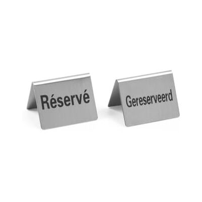 HENDI Bordskylt "Gereserveerd/Reservé", 50mm x 35mm x 40mm, Förpackning av 4 HENDI Bordskylt "Gereserveerd/Reservé", 50mm x 35mm x 40mm, Förpackning av 4