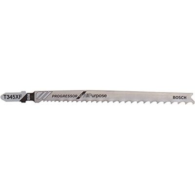 Bosch T345XF 5-delar 5-1/4 tum. 5-10P TPI-progresator för trä med spikar T-skaft Jiggsågblad Bosch T345XF 5-delar 5-1/4 tum. 5-10P TPI-progresator för trä med spikar T-skaft Jiggsågblad