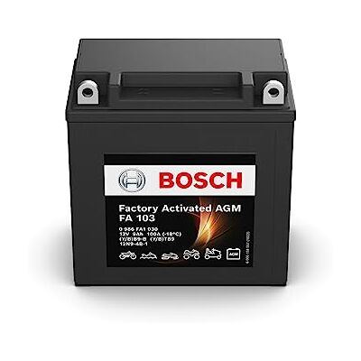 Bosch FA103 – AGM-motorcykelbatteri – 12 V 100 A 9 Ah – Lämplig för motorcyklar, motorcyklar, enduros, skoter, fyrhjulingar, jetskis – Kompatibel M4F25, BB9-B, BTB9, 12N9-4B-1 Bosch FA103 – AGM-motorcykelbatteri – 12 V 100 A 9 Ah – Lämplig för motorcyklar, motorcyklar, enduros, skoter, fyrhjulingar, jetskis – Kompatibel M4F25, BB9-B, BTB9, 12N9-4B-1