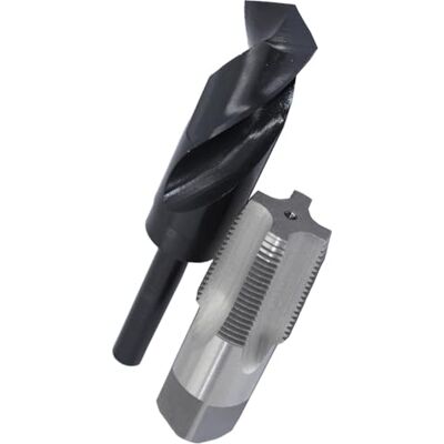 Drill America POU-serien 1 tum NPT gängtapp och borrsats, 1 tum kolstål NPT-kran och 1-5/32 tum HSS borr med 1/2 tum skaft i plastfodral Drill America POU-serien 1 tum NPT gängtapp och borrsats, 1 tum kolstål NPT-kran och 1-5/32 tum HSS borr med 1/2 tum skaft i plastfodral
