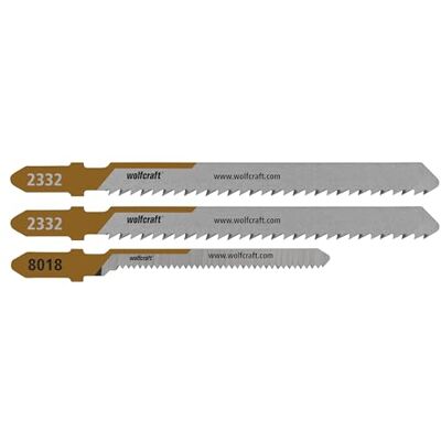 wolfcraft sticksågblad ”Parkett”, 3-delars – projektset för rena raka och kurviga snitt i parkett – Mirror-Cut för snittkanter utan utbrott – Tillverkad i Tyskland – 2332000 wolfcraft sticksågblad ”Parkett”, 3-delars – projektset för rena raka och kurviga snitt i parkett – Mirror-Cut för snittkanter utan utbrott – Tillverkad i Tyskland – 2332000