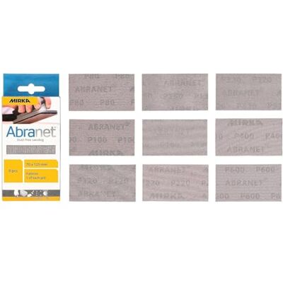 Mirka Abranet slipband nät 70x125 mm kardborre 9-pack mix kornstorlek Mirka Abranet slipband nät 70x125 mm kardborre 9-pack mix kornstorlek