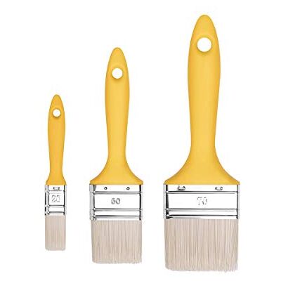 HARDY WORKING TOOLS M7 3x Plattpensel-Set 20 mm / 50 mm / 70 mm, Serie 37, Syntetiska borst för träbets, Stålhylsa för metall, Universalkvast med plastgrepp HARDY WORKING TOOLS M7 3x Plattpensel-Set 20 mm / 50 mm / 70 mm, Serie 37, Syntetiska borst för träbets, Stålhylsa för metall, Universalkvast med plastgrepp