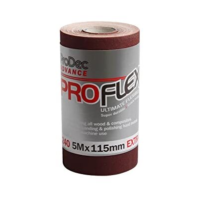 ProDec Advance 5 m rulle 240 korn extra fin kvalitet ProFlex ultra flexibel sprickbeständig aluminiumoxid slippapper för slipning av trä, färg, gips, fyllning, metall och mer, 115 mm bred ProDec Advance 5 m rulle 240 korn extra fin kvalitet ProFlex ultra flexibel sprickbeständig aluminiumoxid slippapper för slipning av trä, färg, gips, fyllning, metall och mer, 115 mm bred