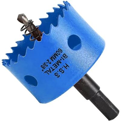 HYCHIKA BETTER TOOLS FOR BETTER LIFE Hålsåg 60 mm, bi-metallhålkniv, hålborr av HSS M42 för trä, mjuk metall och plast (ribpplattor och gips), med separerbar borr och insexnyckel HYCHIKA BETTER TOOLS FOR BETTER LIFE Hålsåg 60 mm, bi-metallhålkniv, hålborr av HSS M42 för trä, mjuk metall och plast (ribpplattor och gips), med separerbar borr och insexnyckel