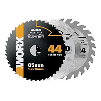 WORX WA8501 Versacut kompakt cirkelsåg 3 st olika skärblad set WORX WA8501 Versacut kompakt cirkelsåg 3 st olika skärblad set