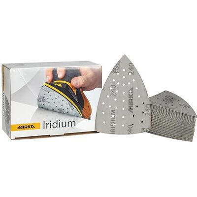 Mirka sandpapper Iridium 100x152x152mm 36 hål kardborre Korn 240 Mirka sandpapper Iridium 100x152x152mm 36 hål kardborre Korn 240