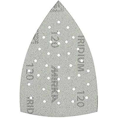 Mirka Iridium Premium sandpapper för hörnslipmaskiner 100x152x152mm / 36-hål/kardborreband/Korn 120/10 st/För slipning av lack, spackel, primer, trä, stål, mineraliska material, plast Mirka Iridium Premium sandpapper för hörnslipmaskiner 100x152x152mm / 36-hål/kardborreband/Korn 120/10 st/För slipning av lack, spackel, primer, trä, stål, mineraliska material, plast
