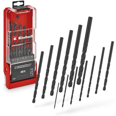 Einhell Accessories Original Einhell 13 delar HSS-R metallborr set (HSS 4241 stål, svart polerat 135° bit, spiralformad N-typ, rund skaft, inklusive förvaringslåda) Einhell Accessories Original Einhell 13 delar HSS-R metallborr set (HSS 4241 stål, svart polerat 135° bit, spiralformad N-typ, rund skaft, inklusive förvaringslåda)