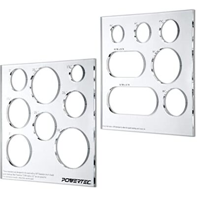 POWERTEC 71622 30 x 25 cm, set med 2, cirkel/genomföringsmallar – genomskinliga dekorativa akrylmallar för träbearbetning POWERTEC 71622 30 x 25 cm, set med 2, cirkel/genomföringsmallar – genomskinliga dekorativa akrylmallar för träbearbetning