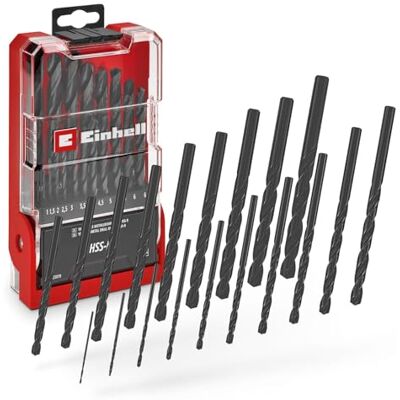 Einhell Accessories Original Einhell 19 delar metallborrsats HSS-R (HSS 4241 stål, svart polerat 135° bit, spiralformad N-typ, rund skaft, inklusive förvaringslåda) Einhell Accessories Original Einhell 19 delar metallborrsats HSS-R (HSS 4241 stål, svart polerat 135° bit, spiralformad N-typ, rund skaft, inklusive förvaringslåda)