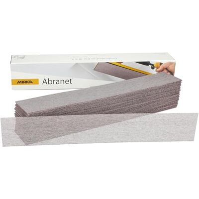 Mirka Abranet slipband med nät 70x420 mm kardborreband/korn P150 / 50 st/för slipning av trä, spackel, lack, plast / 5415105015 Mirka Abranet slipband med nät 70x420 mm kardborreband/korn P150 / 50 st/för slipning av trä, spackel, lack, plast / 5415105015