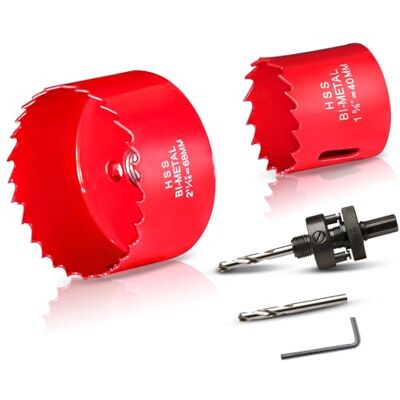 HYCHIKA BETTER TOOLS FOR BETTER LIFE Bi-metall hålsågset 2 st, HYCHIKA hålborr hålfräs borrkrona 68 mm & 40 mm, perfekt för borrning av mjukmetall, trä, PVC-platta och plastplatta HYCHIKA BETTER TOOLS FOR BETTER LIFE Bi-metall hålsågset 2 st, HYCHIKA hålborr hålfräs borrkrona 68 mm & 40 mm, perfekt för borrning av mjukmetall, trä, PVC-platta och plastplatta