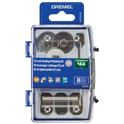 Dremel EZ726-01 EZ låsslipning och polering roterande tillbehörssats, 8-delad blandad uppsättning perfekt för lätt slipning, detaljrengöring eller poleringsmaterial Dremel EZ726-01 EZ låsslipning och polering roterande tillbehörssats, 8-delad blandad uppsättning perfekt för lätt slipning, detaljrengöring eller poleringsmaterial