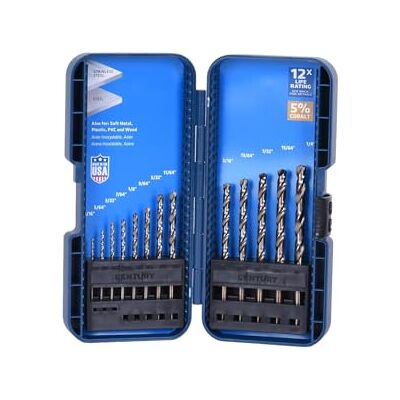 Century Drill & Tool 26713 Pro Grade Cobalt Drill Set, 13 Piece, Made in The USA, for Stainless Steel and Hard MetalF Century Drill & Tool 26713 Pro Grade Cobalt Drill Set, 13 Piece, Made in The USA, for Stainless Steel and Hard MetalF