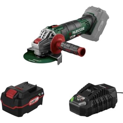 Parkside batteridriven vinkelslip PWSA 20-Li med batteri 4,0 Ah och laddare i fodralet Parkside batteridriven vinkelslip PWSA 20-Li med batteri 4,0 Ah och laddare i fodralet