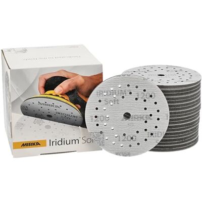 Mirka Iridium Soft slipskivor Ø 125 mm/korn P1200 / Klett Multifit / 20 stycken/skumbaserat slipmedel för precisionsslipning, klarlackslipning, finish Mirka Iridium Soft slipskivor Ø 125 mm/korn P1200 / Klett Multifit / 20 stycken/skumbaserat slipmedel för precisionsslipning, klarlackslipning, finish
