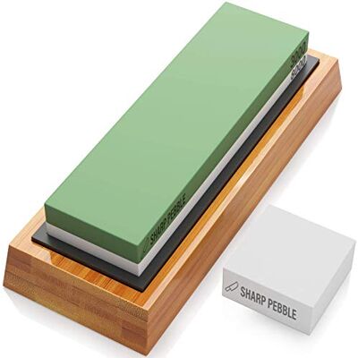 SharpPebble Knivslipsten, 2 sidor, korn 3000/8000 vattenslipsten brynsten för knivar med halkfri bambubas och vinkelguide SharpPebble Knivslipsten, 2 sidor, korn 3000/8000 vattenslipsten brynsten för knivar med halkfri bambubas och vinkelguide