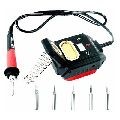 CCLIFE Lödkolv 60 W trådlös med keramiskt värmeelement, LED-display justerbar temperatur 100–500 °C, viloläge och automatisk avstängning, kompatibel med Makita/DeWalt-batteri (utan batteri CCLIFE Lödkolv 60 W trådlös med keramiskt värmeelement, LED-display justerbar temperatur 100–500 °C, viloläge och automatisk avstängning, kompatibel med Makita/DeWalt-batteri (utan batteri