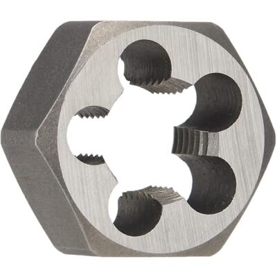 Drill America 1/2 tum-20 kolstål vänster hand (omvänd) Hex Rethreading Die, DWT-serien Drill America 1/2 tum-20 kolstål vänster hand (omvänd) Hex Rethreading Die, DWT-serien