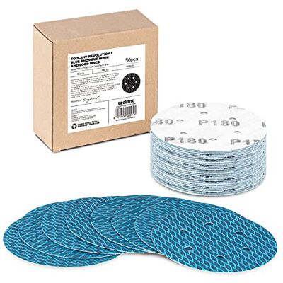 toolant Diamantform 15 cm 180 korn slipskiva, revolutionerande patent 6 hål krok och ögla slipskivor för slumpmässiga skivslipmaskiner och orbitalslipmaskiner (50 pack) av verktygsmedel toolant Diamantform 15 cm 180 korn slipskiva, revolutionerande patent 6 hål krok och ögla slipskivor för slumpmässiga skivslipmaskiner och orbitalslipmaskiner (50 pack) av verktygsmedel