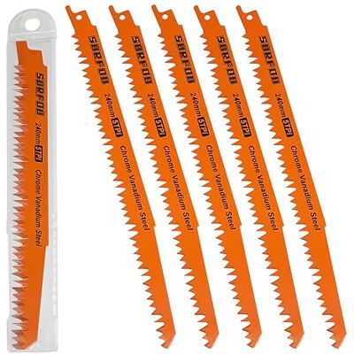 SURFOU Sticksågsblad trä 240 mm 5TPI sågblad sticksåg, sågblad sticksågblad sågblad för reciprosåg, reciprosågblad grönt trä sågblad set, 5 stycken SURFOU Sticksågsblad trä 240 mm 5TPI sågblad sticksåg, sågblad sticksågblad sågblad för reciprosåg, reciprosågblad grönt trä sågblad set, 5 stycken