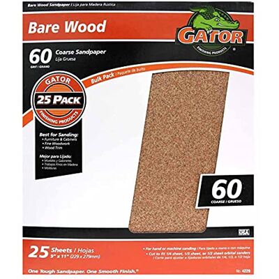 GATOR FINISHING PRODUCTS Gator efterbehandling 4229 60 korn naken trä slipskivor (25-pack), 9 tum x 11 tum GATOR FINISHING PRODUCTS Gator efterbehandling 4229 60 korn naken trä slipskivor (25-pack), 9 tum x 11 tum
