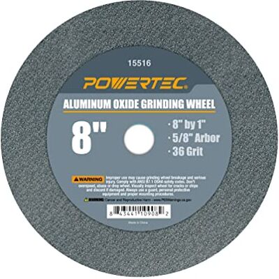 POWERTEC 15516 aluminiumoxid sliphjul, 8 tum x 1 tum, 5/8 tum berså 36 korn POWERTEC 15516 aluminiumoxid sliphjul, 8 tum x 1 tum, 5/8 tum berså 36 korn