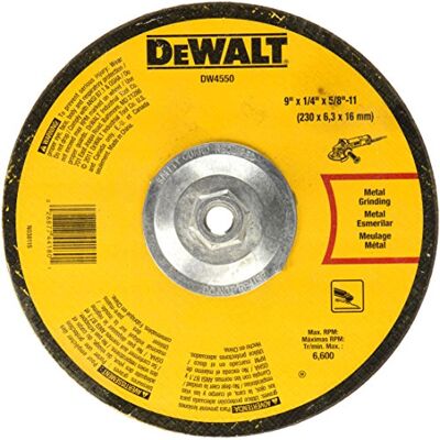 DeWalt DW4550 9-tums gånger 1/4-tums gånger 5/8-tum-11 högpresterande snabbt metallsliphjul DeWalt DW4550 9-tums gånger 1/4-tums gånger 5/8-tum-11 högpresterande snabbt metallsliphjul