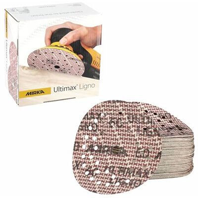 Mirka Ultimax Ligno Ø 125mm slipskiva/Multifit/Kardborreband/korn 60/50 st/multiperforering/för slipning av träytor Mirka Ultimax Ligno Ø 125mm slipskiva/Multifit/Kardborreband/korn 60/50 st/multiperforering/för slipning av träytor