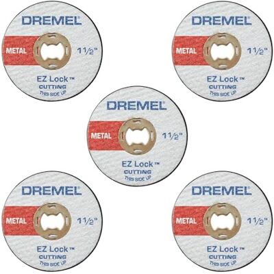 Dremel EZ456, 38,1 mm (1 1/2-tum) hjuldiameter, EZ Lock™ glasfiberförstärkta avstängningshjul, roterande verktygsskärskiva för metallskärning, 5 stycken, medium, röd Dremel EZ456, 38,1 mm (1 1/2-tum) hjuldiameter, EZ Lock™ glasfiberförstärkta avstängningshjul, roterande verktygsskärskiva för metallskärning, 5 stycken, medium, röd