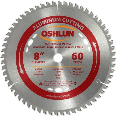 Oshlun SBNF-080060 8-Inch 60 Tooth TCG Saw Blade with 5/8-Inch Arbor (Diamond Knockout) for Aluminum and Non Ferrous Metals Oshlun SBNF-080060 8-Inch 60 Tooth TCG Saw Blade with 5/8-Inch Arbor (Diamond Knockout) for Aluminum and Non Ferrous Metals