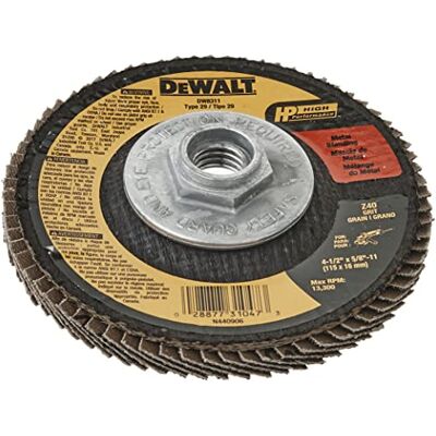 DeWalt DW8311 4-1/2-tums gånger 5/8-tum-11 36 korn zirkon vinkelslip klaffskiva, paket med 1 DeWalt DW8311 4-1/2-tums gånger 5/8-tum-11 36 korn zirkon vinkelslip klaffskiva, paket med 1